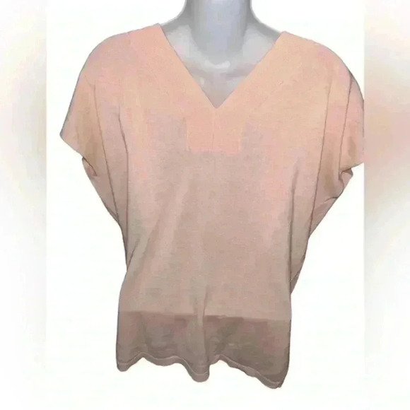 Talbots Light Pink cotton Short Sleve Sweater Top, XL Petite - Picture 4 of 5